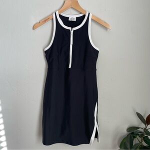 Black and White Active Tank Dress with inner Shorts